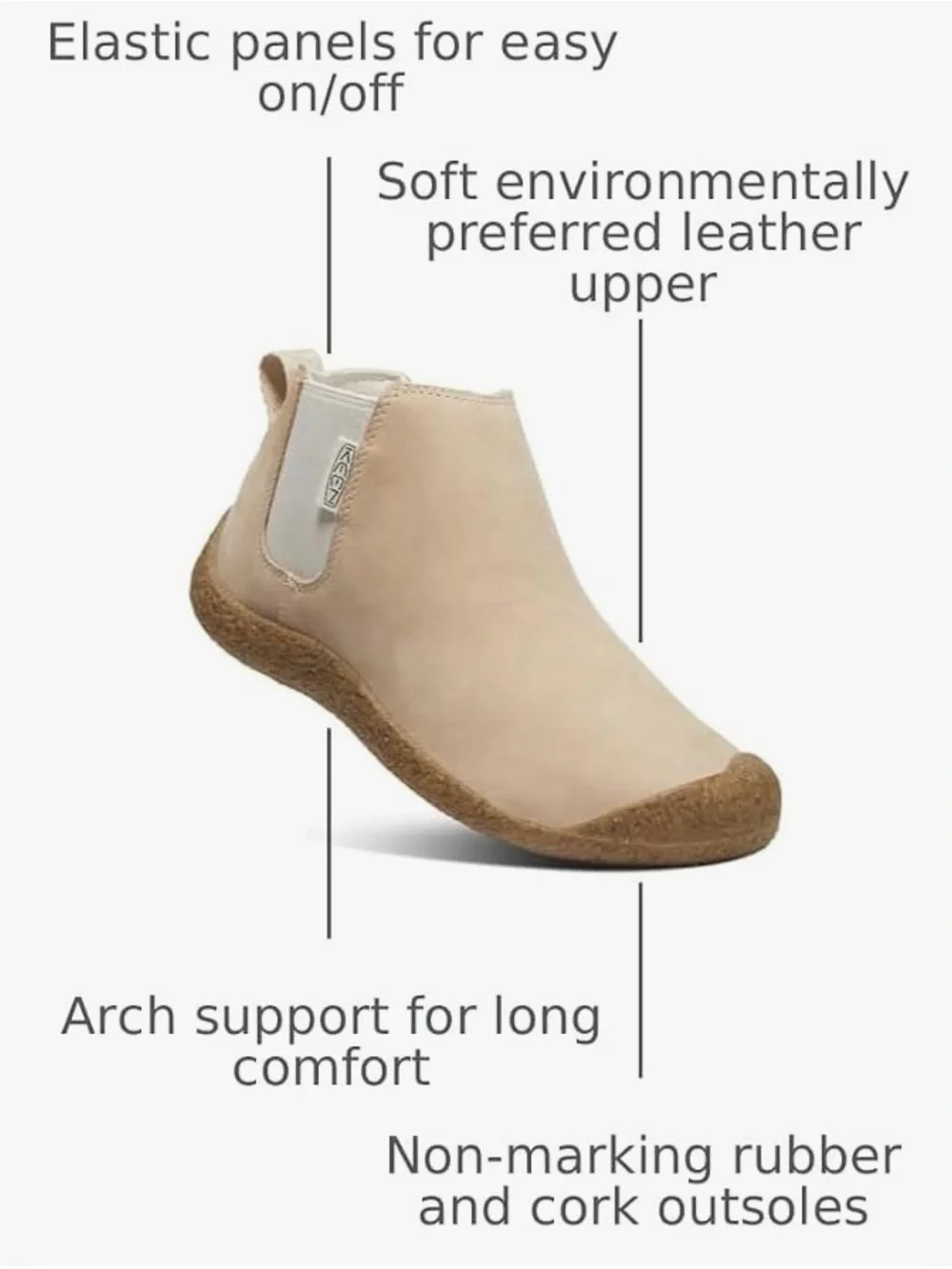 KEEN Women's Mosey Chelsea Leather Ankle Boots - Safari Birch Size 8.5 NEW
